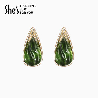 She s akiko jewelry rousseau holiday original three-dimensional leaf earrings earrings high-end new earrings birthday gift for women dark green d0