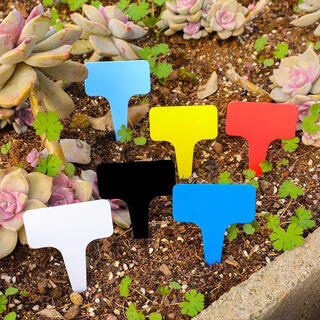 Zuojia garden thickened plant label gardening label t-shaped flower label identification card succulent waterproof label ground card third generation thickened mixed color 50 sheets