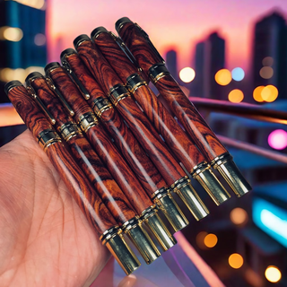 海南黄花梨双用笔钢笔圆珠笔签字笔海黄把件送领导教师礼物礼盒装 两用笔