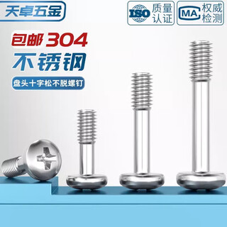 Tianzhuo hardware 304 stainless steel pan head cross loose screw round head non-protruding screw half thread bolt m3m4m5m6mm m4*20 10 pcs