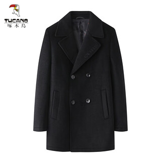 Woodpecker (tucano) double-sided woolen coat woolen men's shear label men's windbreaker winter men's double-breasted wool thick woolen coat d4r05400 black 165/84a -116jin jin equals 0.5 kg