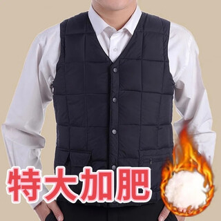 tzbt中老年加肥加大棉马甲秋冬季加厚肥佬棉背心坎肩爸爸装棉背心 黑色棉马甲 7XL码建议【200-220斤】