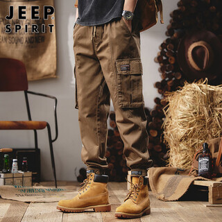Jeep spirit jeep casual pants men's leggings overalls men's autumn heavy loose long pants men's khaki l