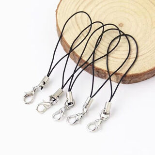 Ye yu is suitable for diy accessories single rope mobile phone with rope pendant pendant lobster clasp black small string key pendant lanyard hanging buckle lobster clasp black 2 pieces