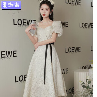 Maichaoshang high-end evening dress for women 2024 new style, small people can usually wear it for 1 ceremony and banquet style, white mid-length s