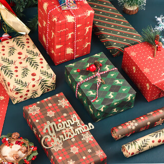 Extreme space christmas gift wrapping paper christmas decorations flower bouquet gift box wrapping paper 6 sheets + 5 meters cotton rope
