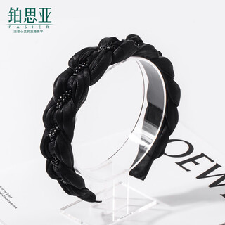 Bosiya small fragrant style braided beaded headband, stylish and high-ceiling headband that does not pick up the face, high-end headwear for going out, black small fragrant style headband