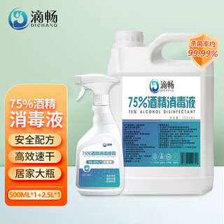 Di chang 75% alcohol spray ethanol disinfectant household portable cleaning items no-wash spray large barrel 500ml*100 2.5l+500ml flat bottle