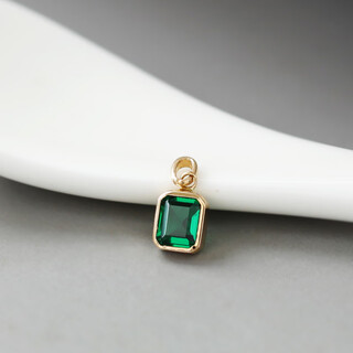 Nanzhi exquisite korean pure 14k gold pendant female personalized square emerald inlaid k gold clavicle chain pendant separate movable circle pendant without chain 14k gold