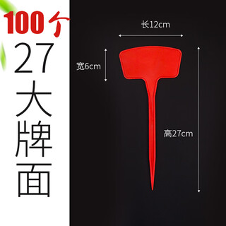 Benxinnong big brand gardening ground card can write plant label ground card succulent label identification card plastic card 100 (large brand face) small size 27cm red