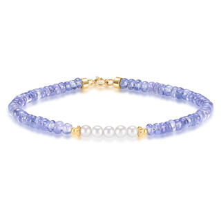 Yan's jewelry natural tanzanite 18k gold women's versatile bracelet lavender color diy natural pearl bracelet 2-4m 18k tanzanite pearl bracelet 3-4mm19cm