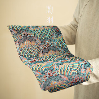 Tao yu chinese double-sided wave tea seat waterproof zen dry-infused single tea towel cloth mat table flag tea cloth tea ceremony accessories dry-infused wave tea seat-rectangular