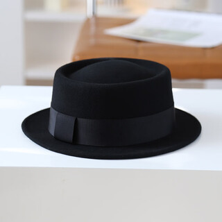 Jolisac autumn printed wool top hat french retro british flat top hat women's fashion versatile casual jazz felt hat autumn and winter black adjustable