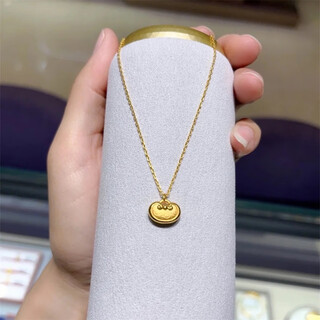 Yuan ethnic classical style 18k gold small yuanbao xiangyun necklace for women, small, cute and exquisite new style simple gold clavicle chain