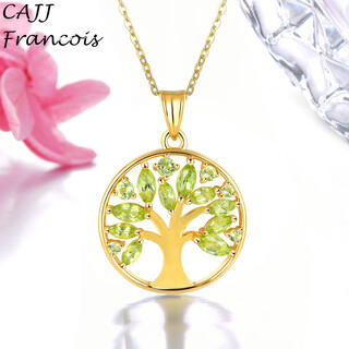 Cajj francois peridot pendant tree of life group set 925 silver gift for personal wear natural colored jewelry gemstone peridot pendant