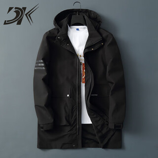 Dk brand men's windbreaker men's spring and autumn new casual versatile fashion large size loose mid-length trendy jacket black xl