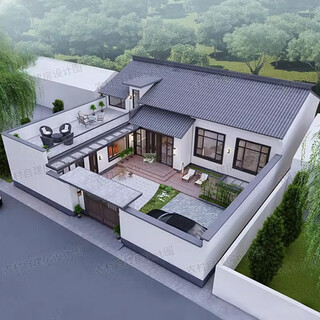 Jiashu villa design drawings customized rural self-built house one and two floors semi-new chinese style modern style small bungalow 102