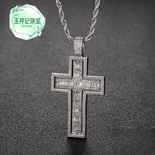 Yujingji fat donglai same style light luxury high quality cross pendant for men pt950 items 24lk imported technology moissanite 925 gold + chain