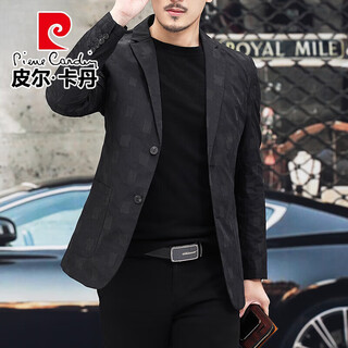 Pierre cardin high-end light luxury business suit men's autumn new middle-aged men's casual versatile thin suit jacket dad wear black 180/xl