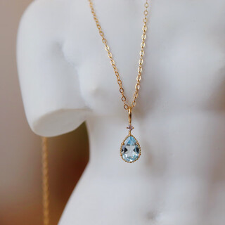 Beyou japanese craftsmanship 9k gold sky blue topaz pendant retro sweet small necklace pendant camus jewelry only pendant without chain