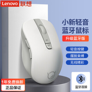 联想（lenovo） 小新无线蓝牙鼠标 新动静音鼠标便携轻便办公鼠标 笔记本游戏平板苹果鼠标商务办公人体工学鼠标 小新鼠标【电池款】雾白色 鼠标+鼠标垫（22CM*18CM）