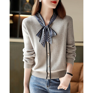 Demana daily miscellaneous commuting and self-retention spring and autumn ribbon pearl buckle decorated cardigan multi-season all-wear sweater women's top