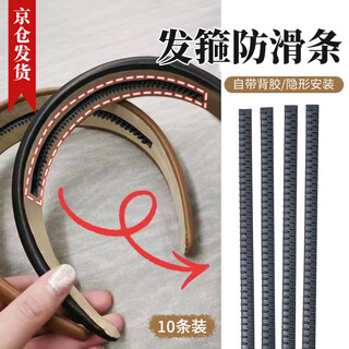Pei nanwei headband, soft rubber anti-slip tooth headband with inner adhesive strip, black anti-slip strip accessories, strong diy handmade material package, black 0.8*16cm, ten pieces