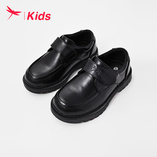 红蜻蜓儿童秋季童鞋男女童英伦风演出学生小皮鞋D233TQ616黑色革面35