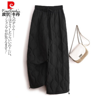 Pierre cardin women's down pants for outer wear in winter 2025 new fat quilted thickened cotton pants minus 40 degrees cold weather pants black l recommended 115-130 jin jin equals 0.5 kg