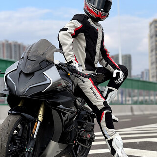Ghost racing motorcycle riding suit suit all seasons men's windproof breathable anti-fall motorcycle suit jacket motorcycle racing suit light gray suit (upgraded waterproof style) xl