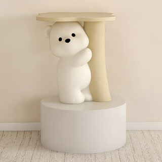 Chenyu creative living room violent bear floor-standing ornaments sofa side tray bedside tv cabinet decoration new home gift four-leaf clover bear coffee table-khaki base