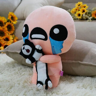 益宝小能手以撒的结合周边玩偶 游戏公仔毛绒玩具公仔肉鸽ISSAC礼物动漫画 35厘米以撒抱猫 默认项