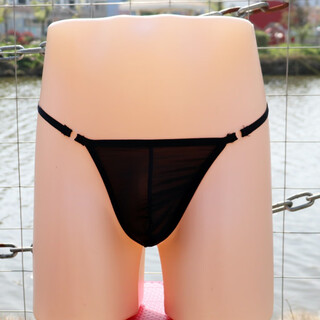 Men's sexy underwear sexy t-string ice silk see-through bag jj set tempting low waist t black one size waist 65-110cm