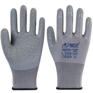 Xingyu labor protection gray l508 latex wrinkle anti-slip, wear-resistant and breathable soft protective gloves 12 pairs gray wrinkle 12 pairs medium/m