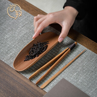 Yinzhi natural bamboo tea clamp three-piece set kung fu tea set solid wood tea pick tea spoon tea lotus tea ceremony parts old bamboo tea clamp three-piece set
