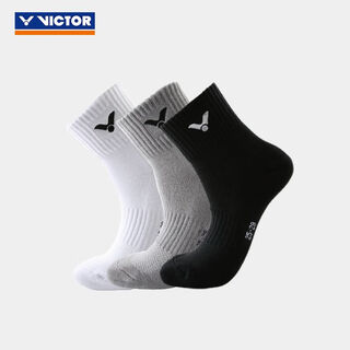 威克多（VICTOR）胜利SK152/252羽毛球袜运动袜男女3双装中筒透气舒适 男款SK152三双装 均码