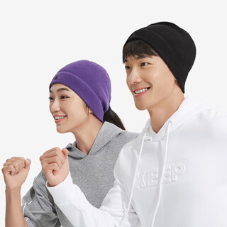 Keep thin velvet running warm hat sweat-absorbent portable breathable windproof elastic wool hat men and women black flat style