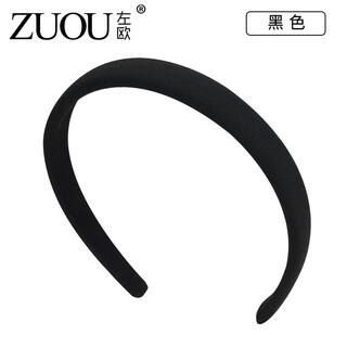 Zuoou hairband women's face wash internet celebrity 2025 new autumn and winter washing hairpin korean simple pressed hair anti-slip wide-border hair bundle black