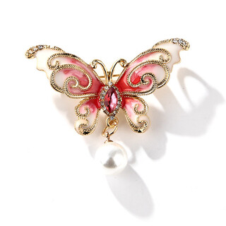 Quamer craft zhu yilong tv series rebel japanese and korean style butterfly brooch women's temperament pink