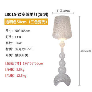 Zhong shuai italian designer living room hollow floor lamp ins style bedroom model room modern creative art dimming lamp floor lamp - transparent color - touch switch