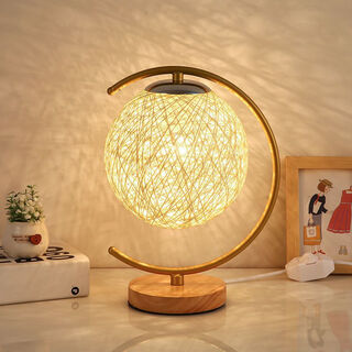 Yaotian bedroom bedside room mood lamp creative girly heart rattan ball night lamp wedding table lamp romantic colorful atmosphere remote control moon half curved/beige eight color/voice control + mobile phone control dimming setting