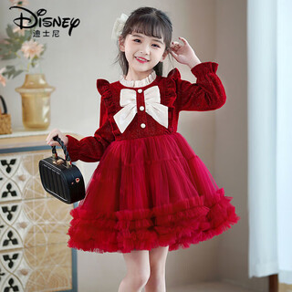 Disney girls dress new year skirt 2025 new spring and autumn children's tutu skirt little girl red princess skirt winter red high quality 100 recommended height 90-95cm