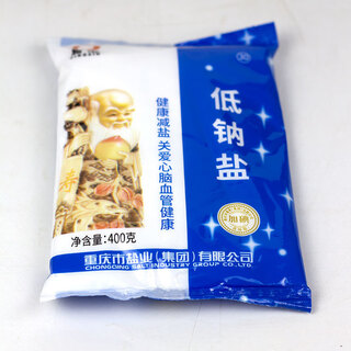 食芳溢重庆盐业集团晶心低钠盐400克家用限钠补钾关爱心老人脑血管健康 低钠盐400克*5袋