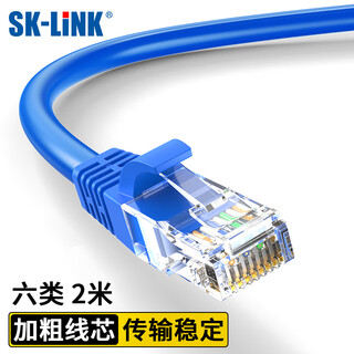 SK-LINK 六类网线 CAT6类高速千兆网络跳线 家用电竞装修工程级电脑宽带成品网线2米