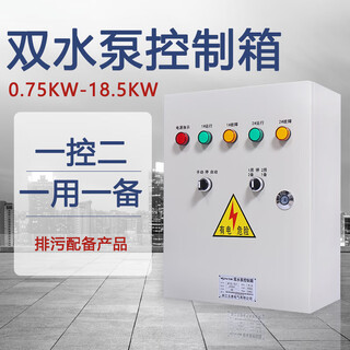 梓萤岔双水泵控制箱一用一备污水排污泵自动控制柜一控二配电箱380v 户外双门柜体是304不锈钢防水等
