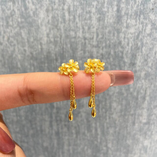 Goyn old phoenix gold store model plated 18k gold bauhinia tassel earrings women's niche national fashion gold flower earrings bauhinia tassel earrings