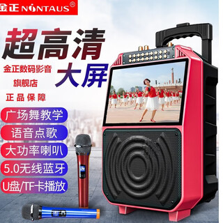 Jinzheng square dance audio with display screen wireless microphone bluetooth home ktv singing karaoke karaoke machine integrated video outdoor trolley speaker outdoor audio 1033 21# bluetooth version (without microphone)