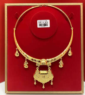 Zhongyi shuibei gold 9999 pure gold collar baby gold collar longevity lock children's gold lock pendant deposit link select style select gram weight pricing