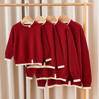 Bubble orange parent-child sweater autumn and winter family wear sweater tops new family of three and four red high-end mother-daughter clothes burgundy/single top adult size l (recommended weight 115-135 jin jin equals 0.5 kg)