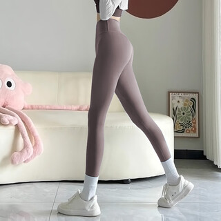 Double show nude yoga pants women's new pula lifting waist tightening high elasticity training sports autumn and winter peach butt fitness pants haiyueyan pants slimming and long legs m 100-115
